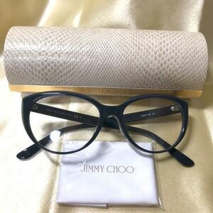 ジミーチュウ　JIMMY CHOO 伊達メガネ　JC233/F Acetate　キラキラ　ストーン　黒縁 JC233/F KB7 145 イタリア製　Acetate　ブランド