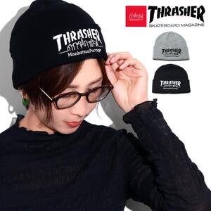 マンハッタンポーテージ コラボ ニット帽 THRASHER コットンニット スラッシャー ニットワッチ 黒 ブラック 