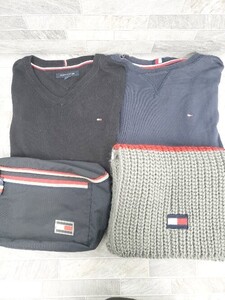 ◇ 《 TOMMY HILFIGER まとめ売り4点 サイズM マフラー ショルダーバッグ トレーナー セーター メンズ 》 P 1406180035358