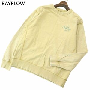 21SS★ BAYFLOW ベイフロー ガール サーフ プリント★ ウォッシュ加工 スウェット トレーナー Sz.2　メンズ 黄色　A4T02933_3#I