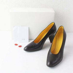■CELINE セリーヌ pump 90 petal heel kidskin ペタルヒール レザー パンプス 38/-ブラック 黒 靴 クツ シューズ 2017【2400011437716】
