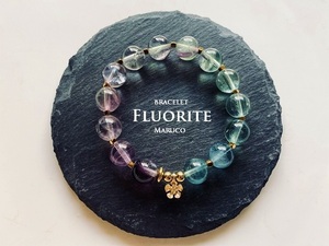 △MARUCO△BL410-325フローライトGradation+FLOWER 17㎝*天然石ブレスレット　HEMATITE 　[送料無料] 