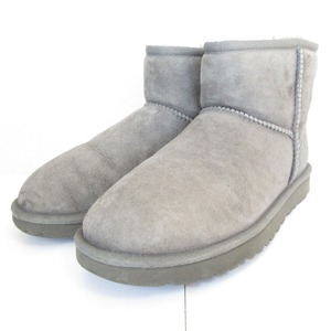 ほぼ美品 UGG australia アグオーストラリア Classic mini クラシックミニ ムートンブーツ ショートブーツ US8 25cm グレー