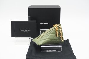 ☆安心の３大保証☆ ABランク ≪SAINT LAURENT サンローラン/コインケース≫ 669925 モノグラム レザー ベルランゴ グリーン 美品 送料無料