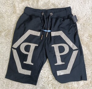 PHILIPP PLEIN ハーフパンツ【サイズXL】【コットン】【ビーズ】【ロゴ】【ラグジュアリー】