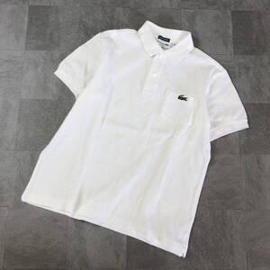 LACOSTE CLASSIC FIT ラコステ　クラシックフィット半袖ポロシャツ 半袖 シャツ　鹿の子　ホワイト　スナップボタン　XXSサイズ　古着