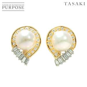 タサキ TASAKI アコヤ真珠 9.0mm ダイヤ 0.38ct×2 イヤリング K18 YG Pt イエローゴールド プラチナ 750 パール Earrings 90234085