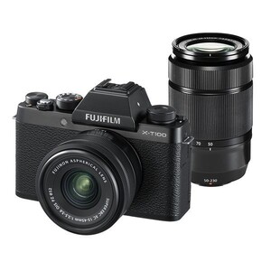 中古 １年保証 美品 FUJIFILM X-T100 ダブルズームキット XC 15-45mm OIS PZ + XC 50-230mm OIS II ブラック