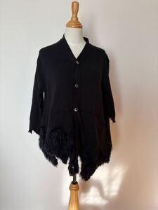 １回着美品◆BLACK COMME des GARCONS ブラックコムデギャルソン フェイクファー付きカーディガン ◆XS ◆ブラック 