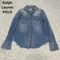 Ralph POLO ラルフローレン　ポロ　ダメージ加工　デニム　シャツ　長袖