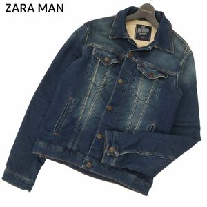 ZARA MAN ザラ マン 通年 Soft Denim USED加工★ ストレッチ ソフト スウェット デニム ジャケット Gジャン Sz.M　メンズ　C4T00868_1#O