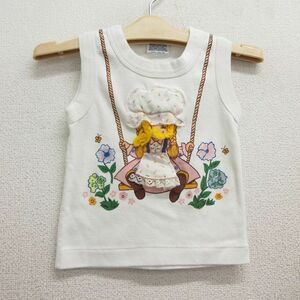 古着 ビンテージ ノースリーブ Tシャツ キッズ ガールズ 子供服 80s 女の子 花 クルーネック 白 ホワイト spe 23jul27 2OF