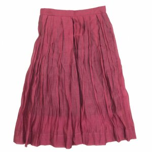美品 MACPHEE マカフィー トゥモローランド シルク使用 ギャザースカート 36(S)W 赤系 ワインレッド 日本製 女性用 婦人 レディース