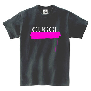 【パロディ黒ピンクS】5ozCUGGL(キューグル)メンズペイントカラーTシャツ送料無料・新品