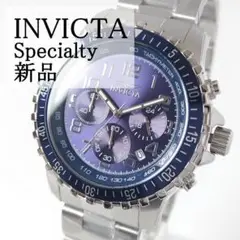 メンズ腕時計ネイビー新品クロノグラフ日付カレンダーINVICTAタキメーター青