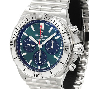 美品 ブライトリング BREITLING クロノマットB01 42 AB0134101L1A1 グリーン文字盤 SS メンズ腕時計 自動巻き 42mm ブランド