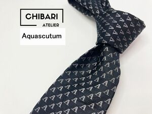 【超美品】Aquascutum　アクアスキュータム　全面ロゴ柄 ネクタイ 3本以上 送料無料 メンズ ブラック　1102181