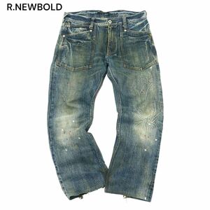 R.NEWBOLD ポールスミス ダメージ&ペイント加工★ ベイカー デニム パンツ ジーンズ Sz.XL　メンズ 大きいサイズ　A4B01366_3#R