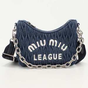 MIUMIU OUTLET ミュウミュウ アウトレット チェーンショルダーバッグ マテラッセ 5BH211 斜め掛け ショルダーバッグ デニム 中古 Sランク