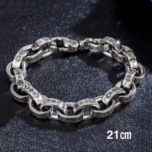 【新品未使用】【送料無料】シルバーアクセサリー ペーパーチェーンブレスレット 約21㎝ 幅約10㎜ SILVER925