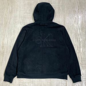 定番 Calvin Klein Jeans Logo Fleece Foodie カルバンクライン ジーンズ ロゴ フリース ジップアップ フーディー SIZE L ブラック 系 611