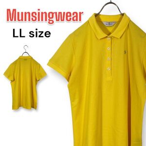 【美品】Munsingwear マンシングウェア ゴルフ ウェア レディース 半袖 ポロシャツ トップス LLサイズ 黄色 イエロー 日本製 デサント