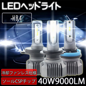 【1円スタート】LEDヘッドライト* HB4 DC12V 9000ルーメン 6000K ホワイト ファンレス 2本セット 7日保証