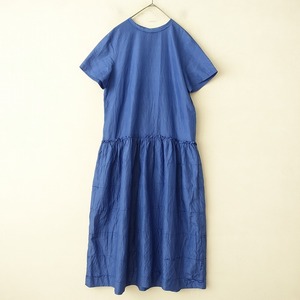 【2023SS/定価8.6万】ユーモレスク humoresque *low waist dress シルクワンピース*36ブルー青ローウエスト(1-2412-145)【80A52】