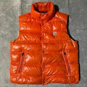 2XL相当★MONCLER TIB GILET モンクレール チブ ダウンベスト ジャケット ジレ ロゴ ワッペン 刺繍 アウター メンズ 5 オレンジ 極暖 3L