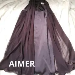 AIMER レース シースルー ブラウン ノースリーブワンピーノースリーブ