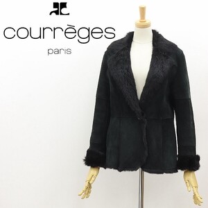 ◆Courreges クレージュ ラビット ムートン ジャケット 黒 ブラック 9AR