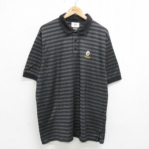 XL/古着 半袖 ポロ シャツ メンズ 00s NFL ピッツバーグスティーラーズ 大きいサイズ 黒他 ブラック アメフト スーパーボウル spe 24jun03