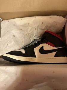 NIKE WMS AIR JORDAN1 MID RETRO 　サイズ28cm BLACK WHITE RED