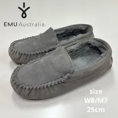 EMU Australia グレー　モカシン　ボア　W8/M7 25.0cm