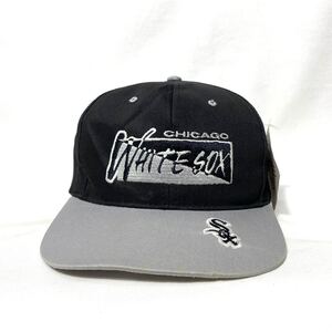 ■ 未使用 デッドストック ビンテージ MLB White sox ホワイトソックス 刺繍ロゴ スナップバック キャップ ONE SIZE 野球 2トーン■