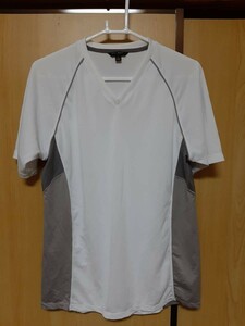 03M5477/ユニクロ/UNIQLO/ホワイト＆グレー系/半袖Tシャツ/DRY系Tシャツ/メンズ/スポーツ/Vネック