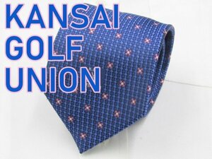 【ご当地】【関西ゴルフ】 OC 860 関西ゴルフユニオン KANSAI GOLF UNION ネクタイ 青系 花柄 ワンポイント ブランドロゴ ジャガード