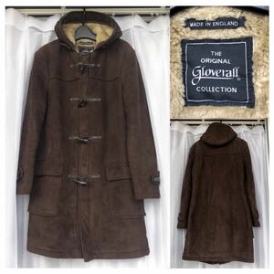 裏地総ボア★GLOVERALL/英国製 フェイク ムートン ダッフルコート/DARK BROWN L★グローバーオール/ENGLAND THE ORIGINAL COLLECTION/濃茶