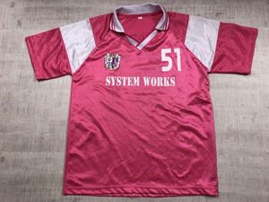 SYSTEM WORKS SWK FC 背番号51 企業物 スポーツ サッカー 半袖ユニフォーム ゲーム シャツ メンズ XL ピンク