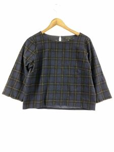 UNTITLED アンタイトル ウール混 チェック カットソー size4/紺 ◇■ ☆ dja2