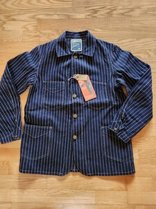 新作　送料込★東洋 HEAD LIGHT ヘッドライト 　HD15647 8oz SPECIAL WOVEN STRIPE DENIM WORK COAT ワークコート カバーオール 42