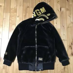 ★新品★ 5店舗限定 FAUX FUR SHARK FULL ZIP HOODIE JACKET Sサイズ a bathing ape BAPE black エイプ ベイプ シャーク パーカー w57