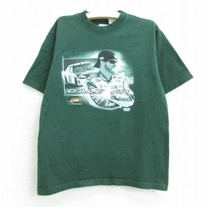 古着 半袖 Tシャツ キッズ ボーイズ 子供服 デイルアーンハートジュニア NAASCAR レーシングカー シボレー クルーネック 濃緑 グリーン 5OF