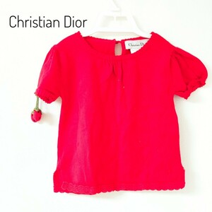クリスチャンディオール 半袖 ニット 赤 キッズ 100cm イチゴ コットン ChristianDior Dior レッド