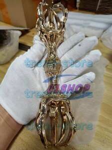 密教法具 寺院用仏具★ 御請来型 五鈷杵 響銅製磨き仕上げ 22cm