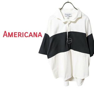 定価15400円 Americana アメリカーナ ラガーシャツ ポロシャツ 半袖 ホワイト ブラック カットソー レディース