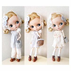 ブライスアウトフィットhandmadeミナペルホネン生地のお洋服他9点セットドール服minaperhonen/blytheoutfit doll 