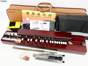 ★SUZUKI スズキ 特製 松 大正琴 (株)鈴木楽器製作所 和楽器 弦楽器 KORG コルグ DT-2 チューナー 絃 ピック 付属品 ケース付き 3348K8.