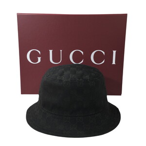 美品 GUCCI グッチ オリジナルGGキャンバス バケットハット 807216 KQW00 1000 L 58cm