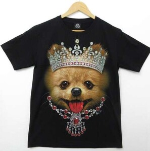 【送料無料】【新品】Caballo 半袖Tシャツ チワワ クラウン 王冠 クイーン 小型犬 ドッグ DOG SSサイズ 男女兼用■L18147SSA18-180319-35-8